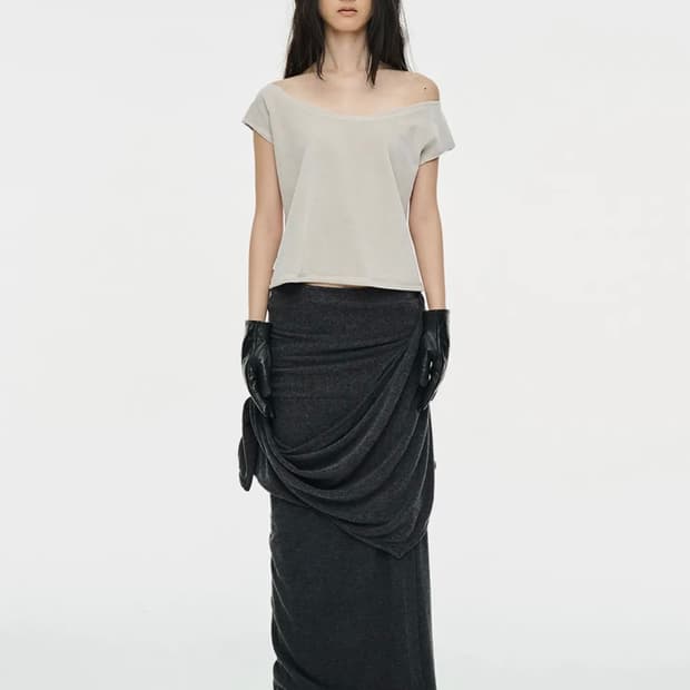세릭 DRAPE LONG SKIRT / CHARCOAL