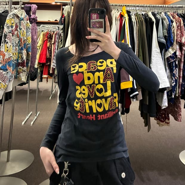 M)IZIC 빈티지 여성 레터링 롱슬리브