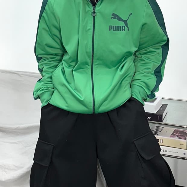 푸마 그린 올드스쿨 사이드라인 트랙탑 져지 L