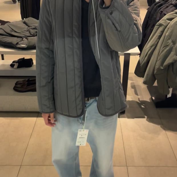 자라 콤비 네크라인 패딩 점퍼