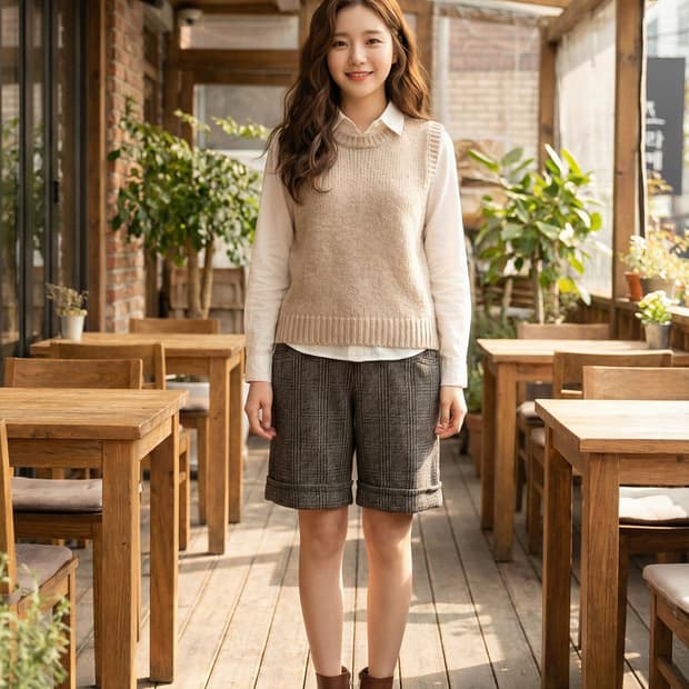 막스앤코 MAX&Co. 여자 체크 하프 팬츠