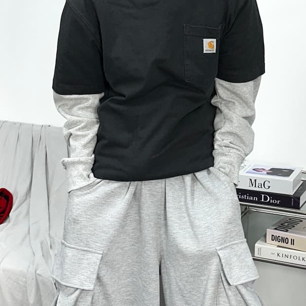 칼하트 블랙 포켓 반팔티 S