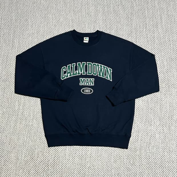 [XL] 침착맨 컴다운맨 네이비 맨투맨