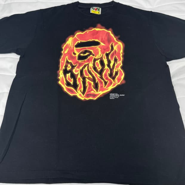 베이프 bape 플레임 에이프 헤드 빅 사루 티셔츠 M