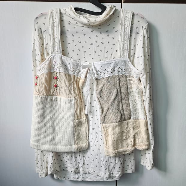 모리걸 폴라티 니트 뷔스티에 세트