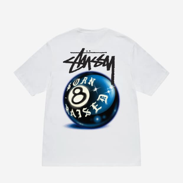 스투시 본앤레이즈드 8볼 반팔 티셔츠 화이트 XXL 2XL