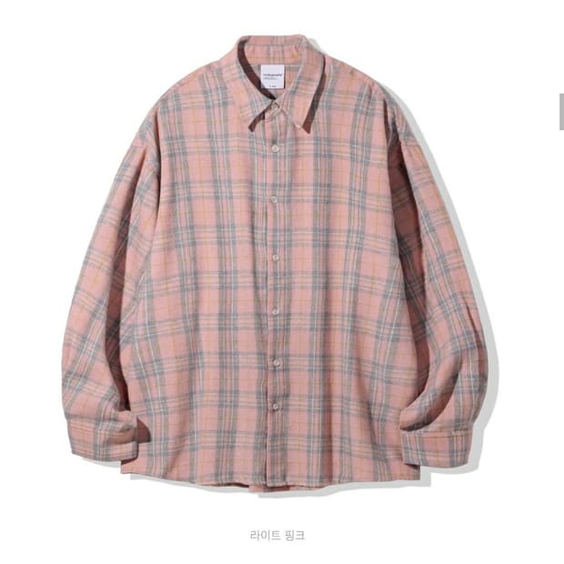 코드그라피 90S VTG THE NERD 오버핏 체크셔츠 라이트 핑크