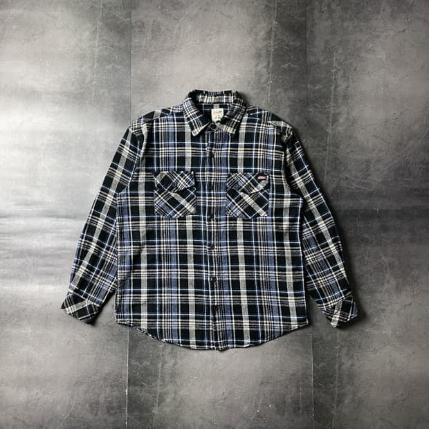 DICKIES 디키즈 블루 플란넬 코튼 체크 셔츠 A00796