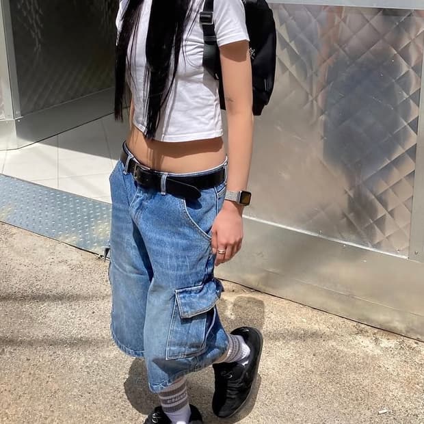 [kida] Vintage washing pocket denim pant