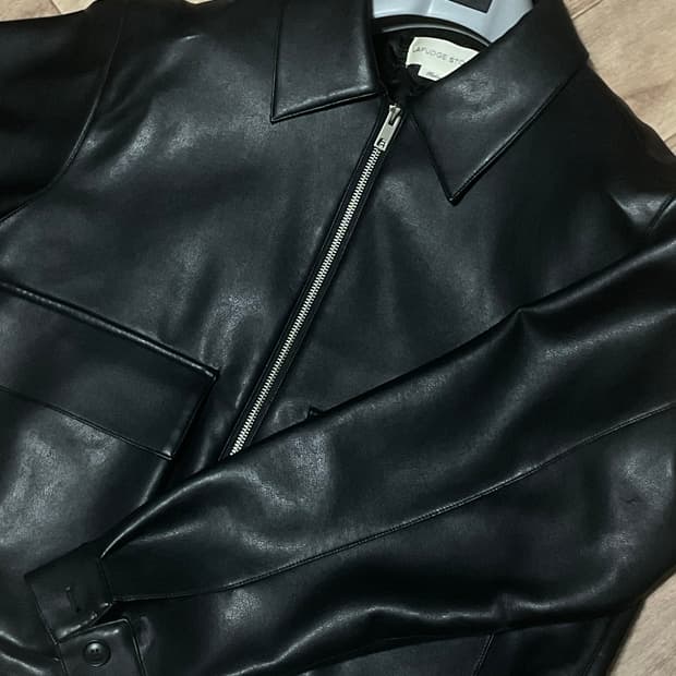 [라퍼지스토어] 버핑 레더 헤링턴 가죽자켓 (블루종)