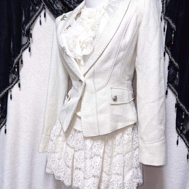 로맨틱갸루 달천 글리터 자켓 프릴레이스 로걀탑 리즈리사 스커트 코디세트