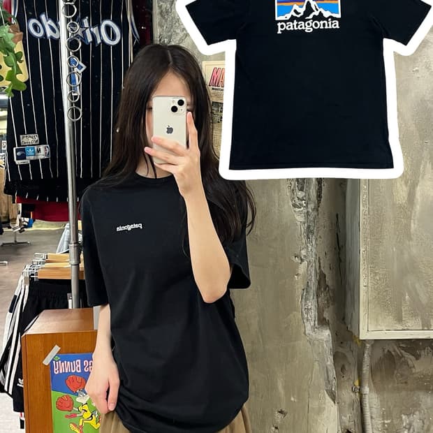 파타고니아 반팔티 블랙 M #csz391