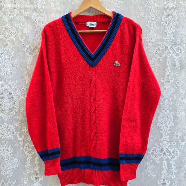 80s 라코스테 셔틀랜드 울 니트 (made in italy)