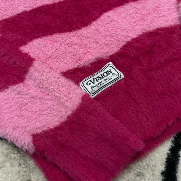 [S]비젼스트릿웨어 스트라이프 핑크 모헤어 오버핏 니트