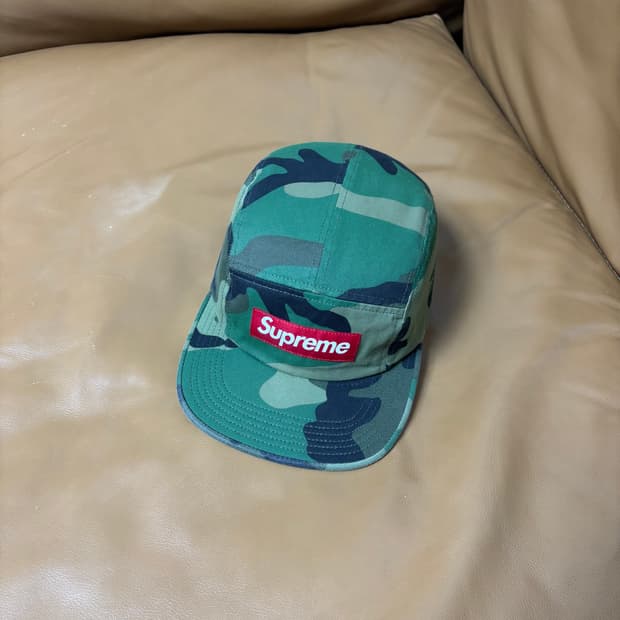 슈프림 캠프캡 모자 박스로고 우드랜드 카모 새제품