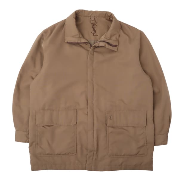 입생로랑 베이지 ysl로고 폴리쉘 자켓
