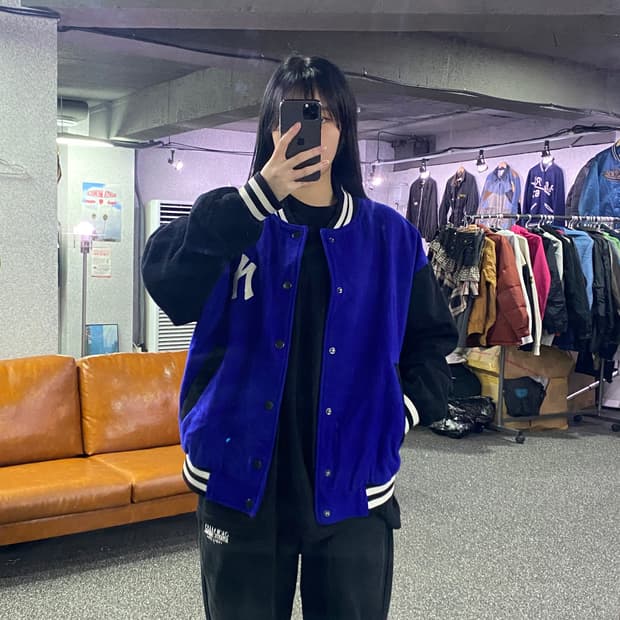 MLB 빅로고 모직 바시티 자켓 B3206