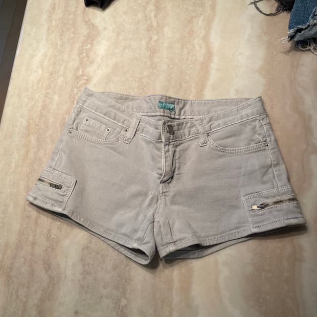 y2k 로우라이즈 카고 숏팬츠 핫팬츠 데님 반바지 그레이