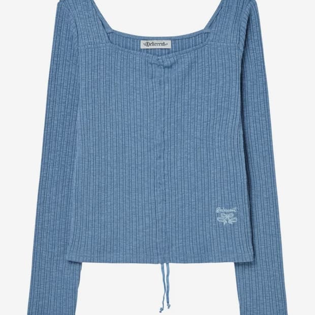 델리센트 스트링 타이업 티셔츠 블루