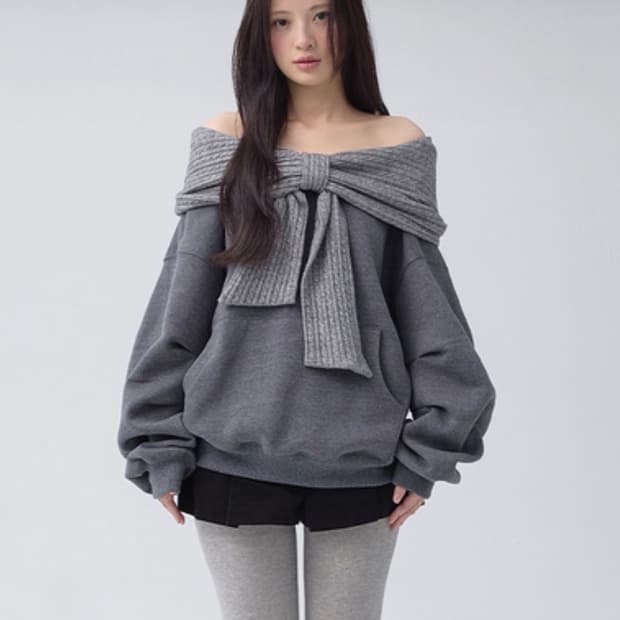 더티스 리본후드 TWO-WAY RIBBON OFF SHOULDER HOO