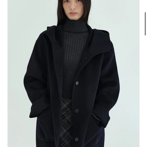 ORE 오어 캐시울 핸드메이드 후드 코트 블랙 1회착