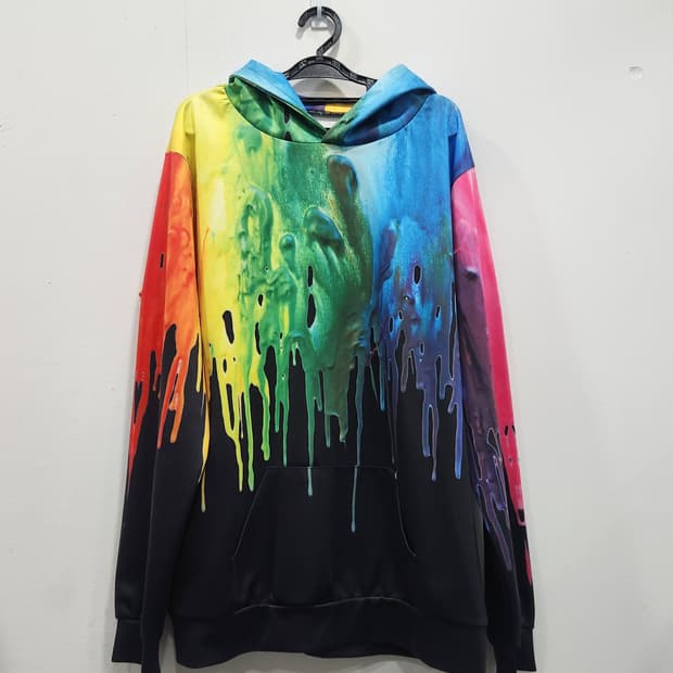[105] 레인보우 드롭 페인팅 후드티 남성 100-105