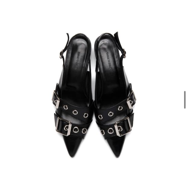 쓰리투에이티 BUCKLE SLINGBACK HEELS BLACK 235