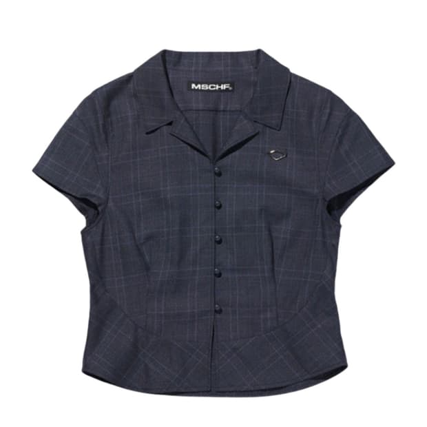 미스치프 체커드 숏슬리브 네이비 L