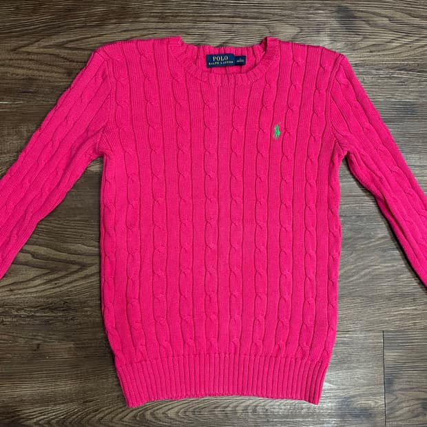 폴로 랄프로렌 케이블 니트 코튼 스웨터 핑크