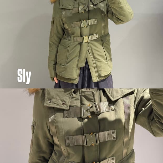 Sly buckle detail fur hood padding