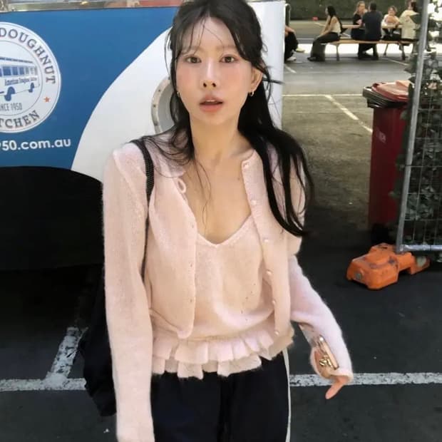 Foeto melts 가디건 세트 핑크