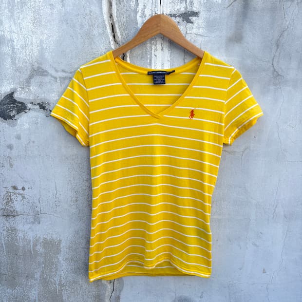 Polo 폴로 스트라이프 브이넥 반팔 티셔츠