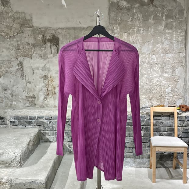 플리츠 플리즈 퍼플 2B 폴리에스터 셔츠