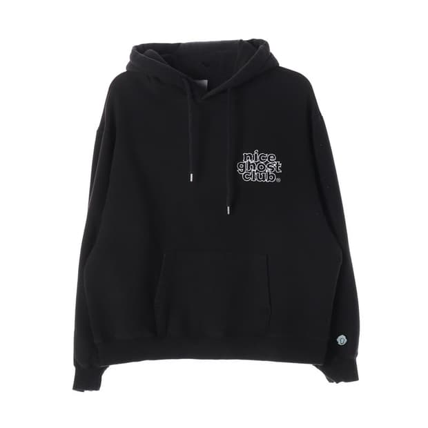 나이스고스트클럽 블랙 로고 후드티 S