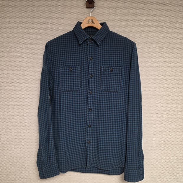 RRL 더블알엘 인디고 체크 워크 셔츠 S