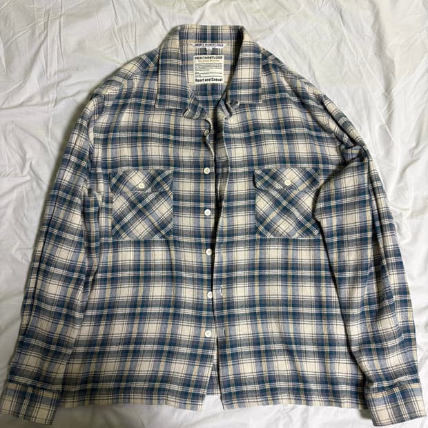 헤리티지플로스 원워시드 플란넬 셔츠 아이보리 L