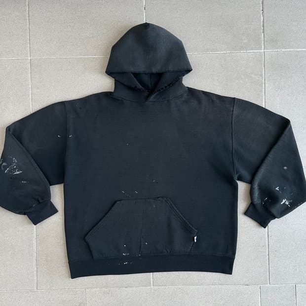 90s 빈티지 러셀 후드 블랙 L USA 디스트레스드