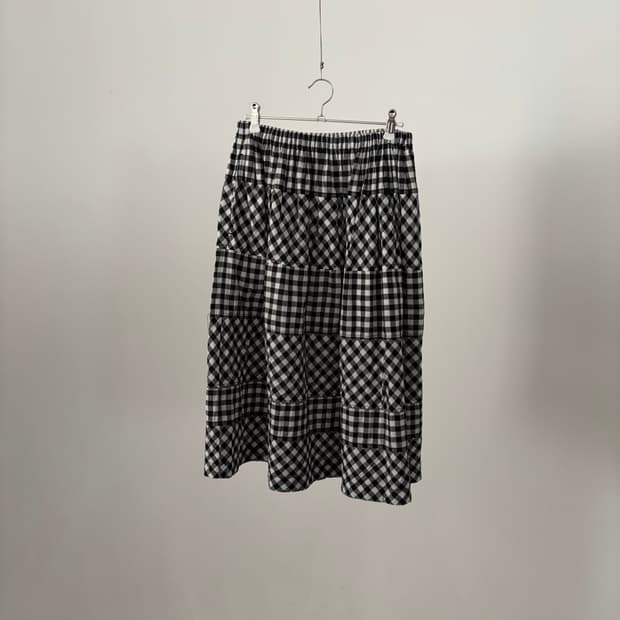 Mixed Check Layer Skirt