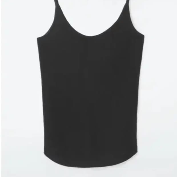 코스 스쿱넥 메리노 울 슬리브리스 탑 블랙 xs