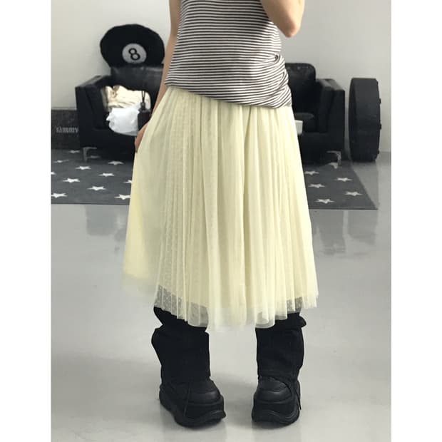Jpn Ivory see-through midi skirt