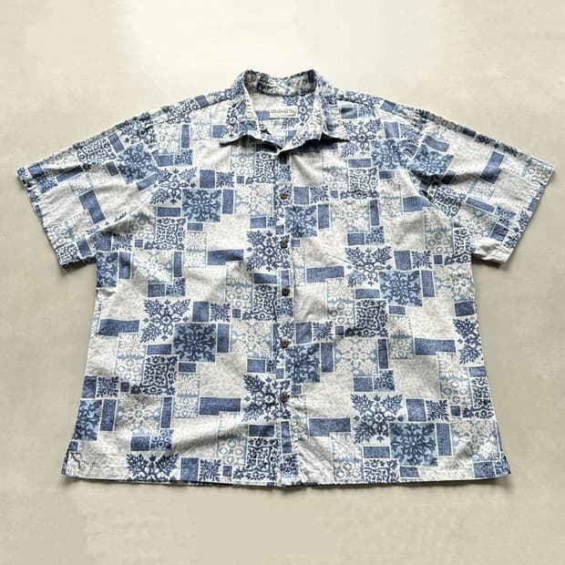 [2XL]USA 미제 오리지널 인디고 하와이안 셔츠