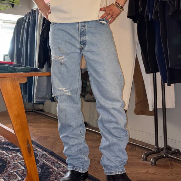 90’s Levi’s 501 USA denim destroyed