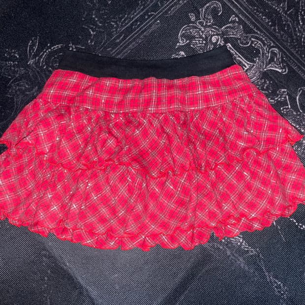 펑크 타탄체크 캉캉스커트 