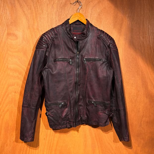 AUTARK 버건디 램스킨 라이더 자켓 L 양가죽