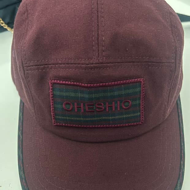 오헤시오 모자 캡 버건디 체크