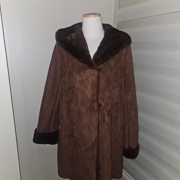 세실맥비 히메 브라운 퍼 후드 코트