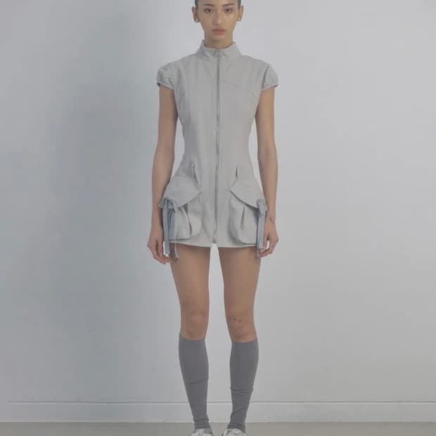 스컬프터 카고 집업 드레스 ice gray S