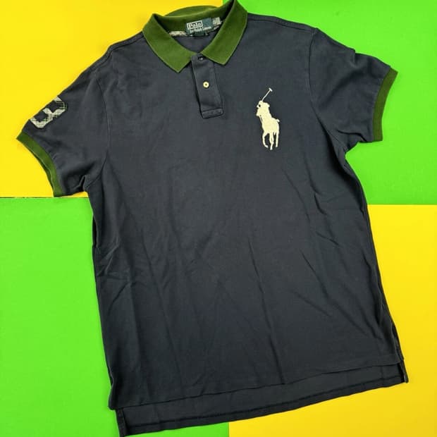 폴로 랄프로렌 빅포니 반팔 카라 티셔츠 네이비 그린
