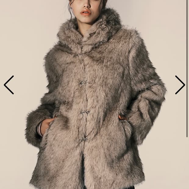 NYXX hooded fur coat beige