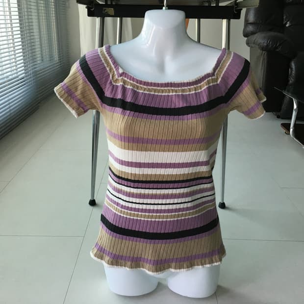 stripe rib knit top